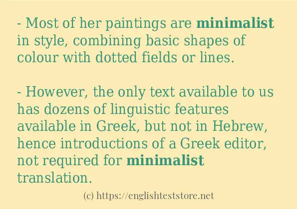 In-sentence examples of minimalist