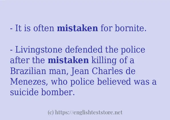 In-sentence examples of mistaken