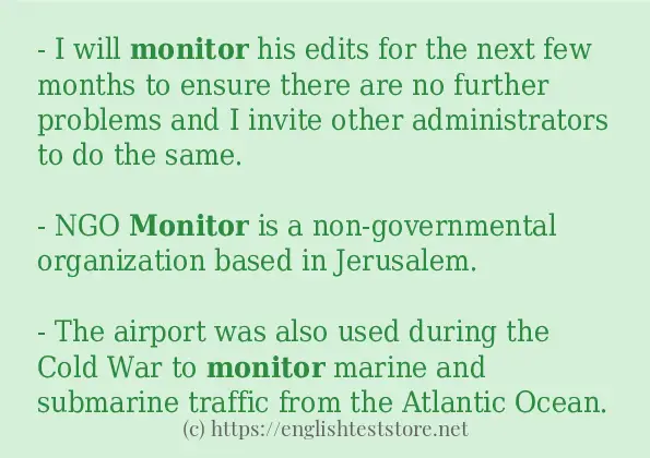 In sentence examples of monitor