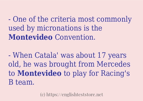 In sentence examples of montevideo In sentence examples of montevideo