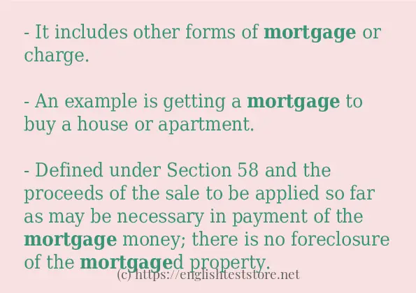 In-sentence examples of mortgage