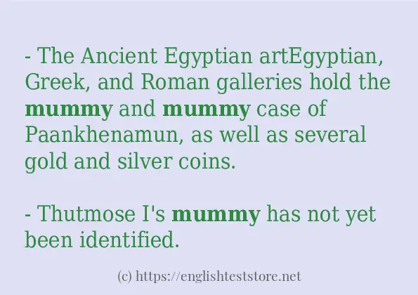 In sentence examples of mummy