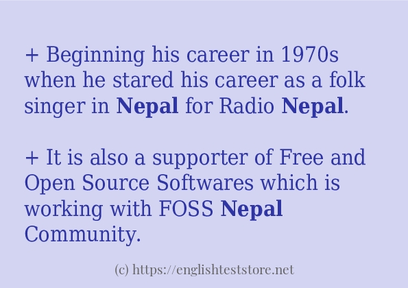 In-sentence examples of nepal