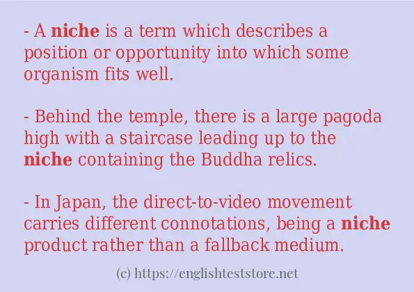 In sentence examples of niche