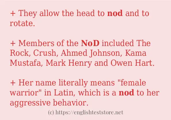 In sentence examples of nod