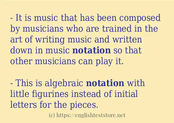 In-sentence examples of notation