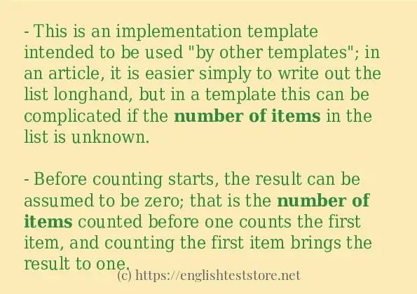 In-sentence examples of number of items