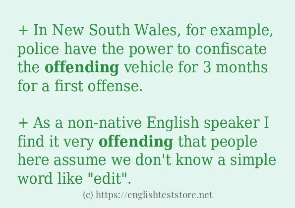 In-sentence examples of offending