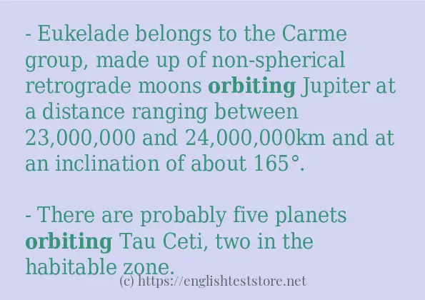 In-sentence examples of orbiting