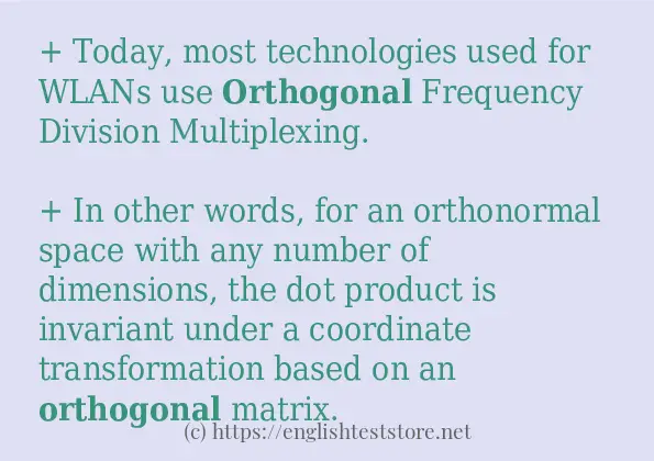 In-sentence examples of orthogonal