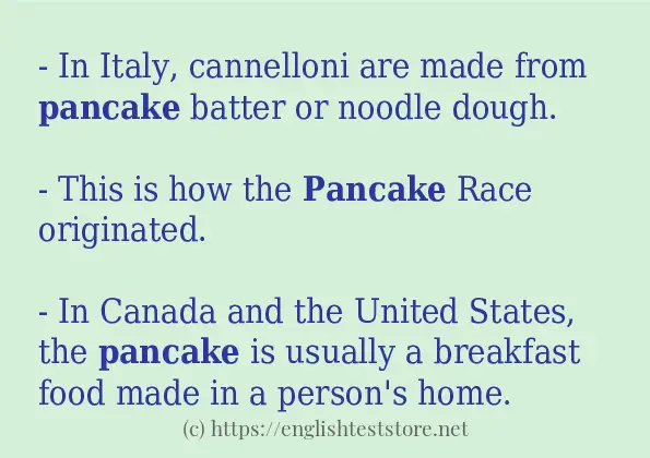 In sentence examples of pancake