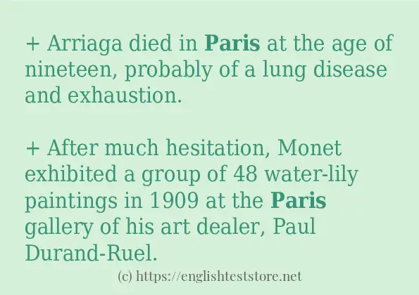 In-sentence examples of paris In-sentence examples of paris
