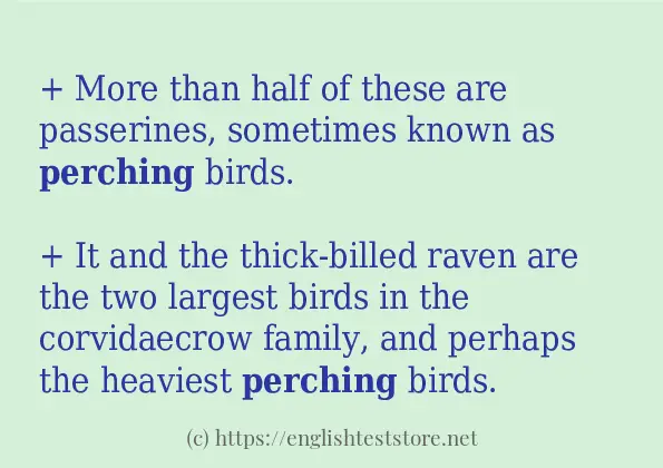 In-sentence examples of perching