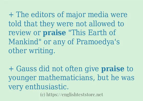 In-sentence examples of praise