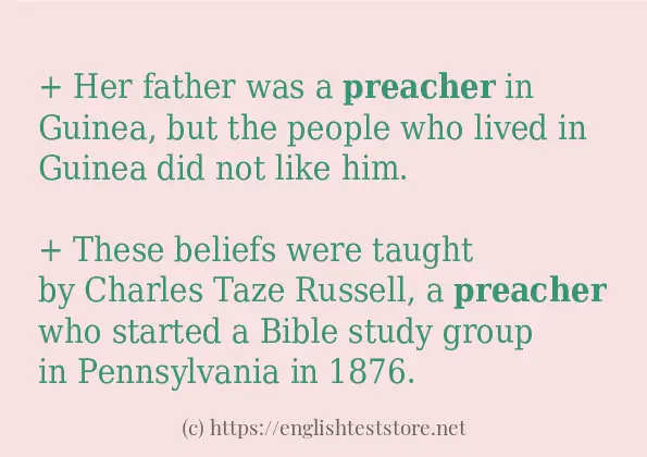 In sentence examples of preacher In sentence examples of preacher