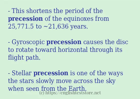 In-sentence examples of precession