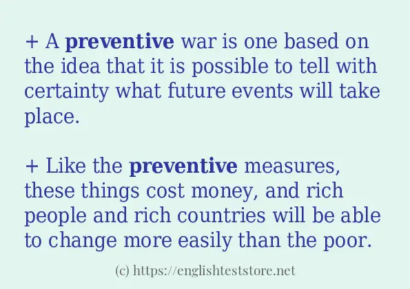 In-sentence examples of preventive