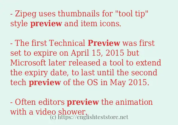 In-sentence examples of preview