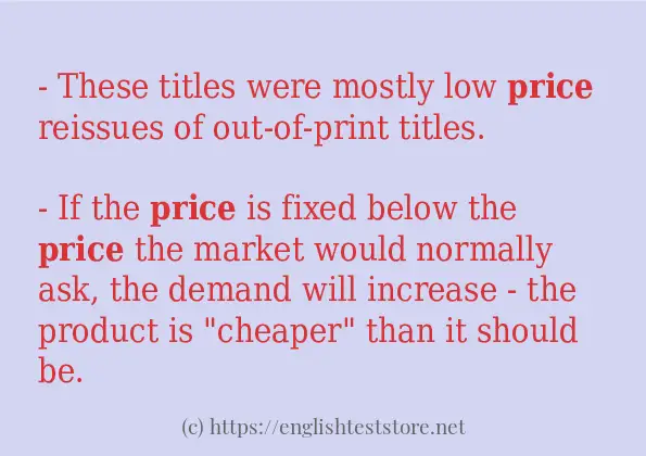 In-sentence examples of price