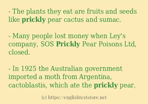 In sentence examples of prickly