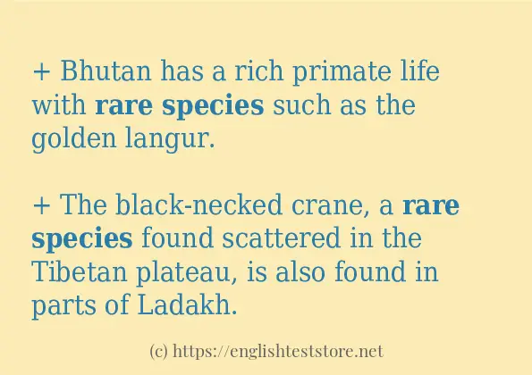 In sentence examples of rare species