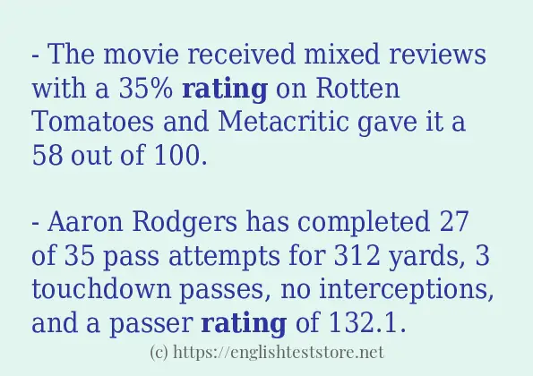 In-sentence examples of rating