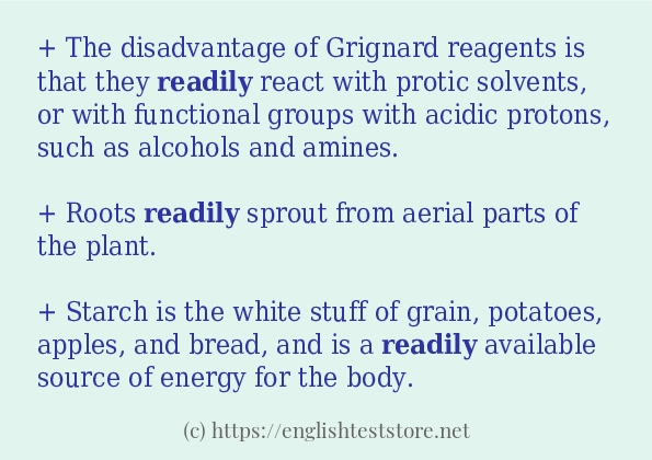 In sentence examples of readily