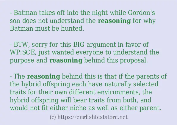 In-sentence examples of reasoning