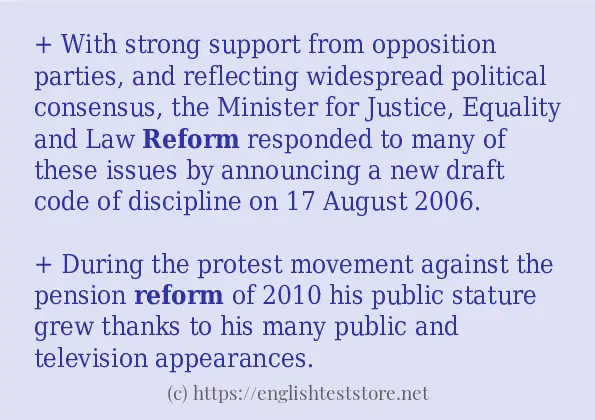 In sentence examples of reform