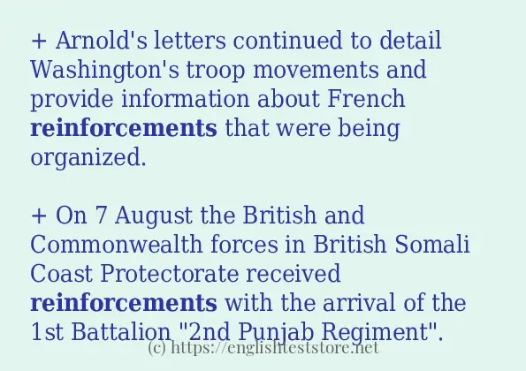 In sentence examples of reinforcements