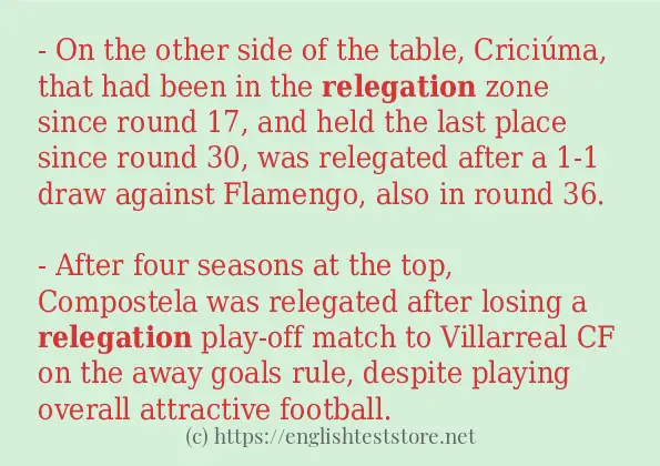 In-sentence examples of relegation