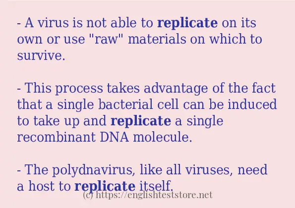 In sentence examples of replicate