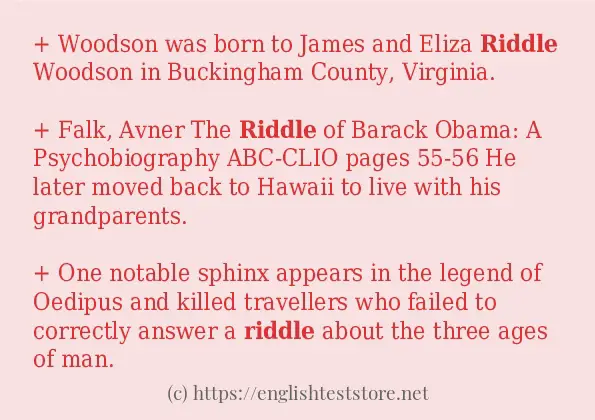 In-sentence examples of riddle