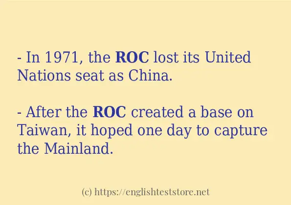 In sentence examples of roc