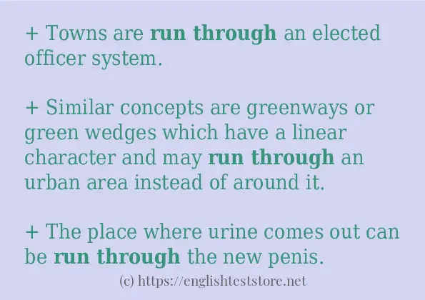 In-sentence examples of run through