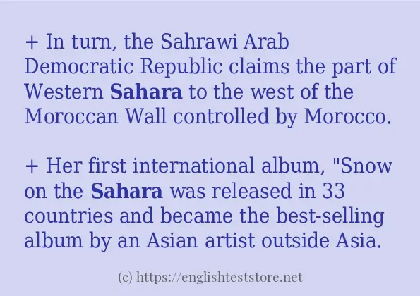 In sentence examples of sahara