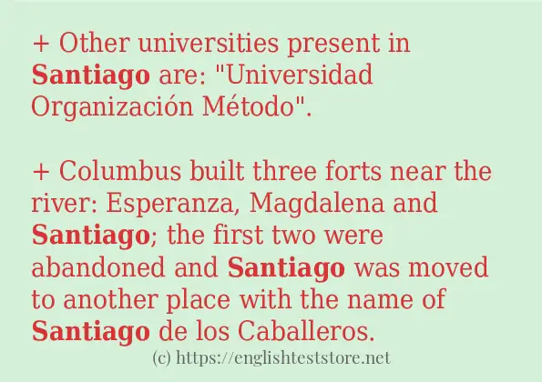 In sentence examples of santiago