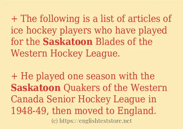 In sentence examples of saskatoon