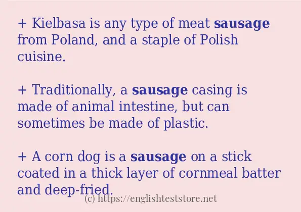 In-sentence examples of sausage