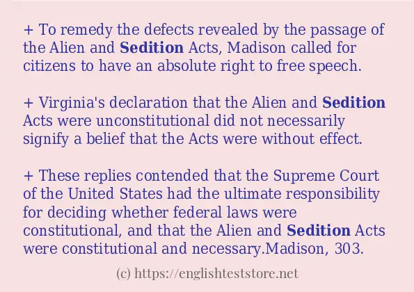 In sentence examples of sedition