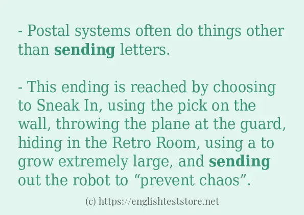 In sentence examples of sending