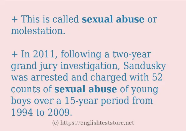 In sentence examples of sexual abuse