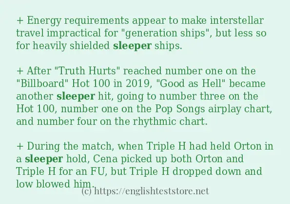 In-sentence examples of sleeper