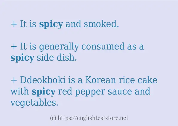 In sentence examples of spicy