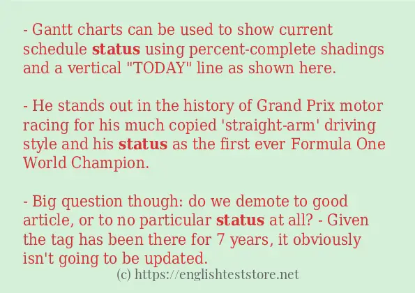 In-sentence examples of status