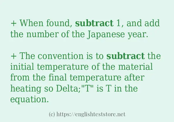 In sentence examples of subtract