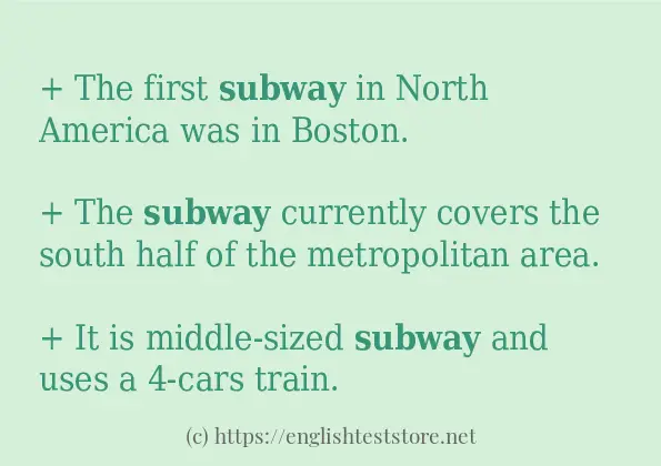 In-sentence examples of subway