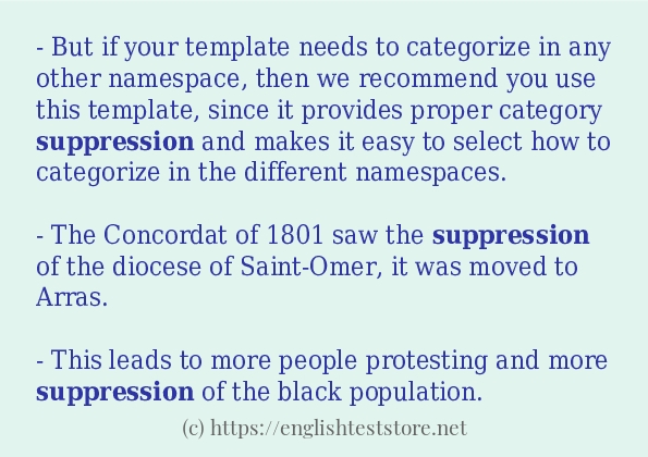 In sentence examples of suppression