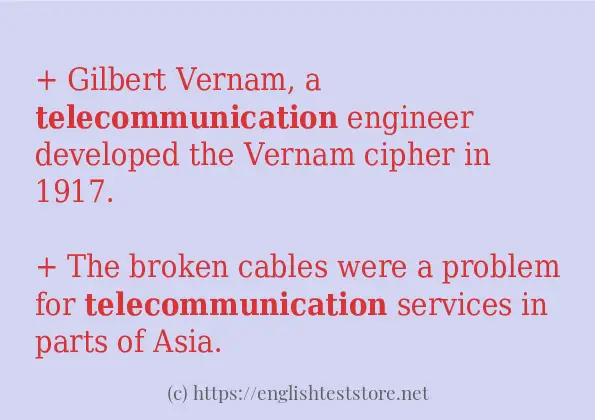 In-sentence examples of telecommunication