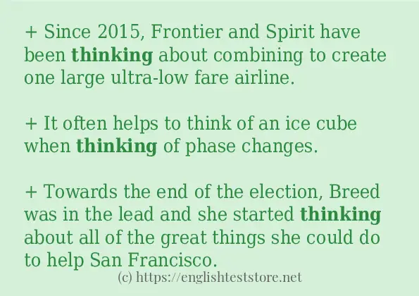 In-sentence examples of thinking